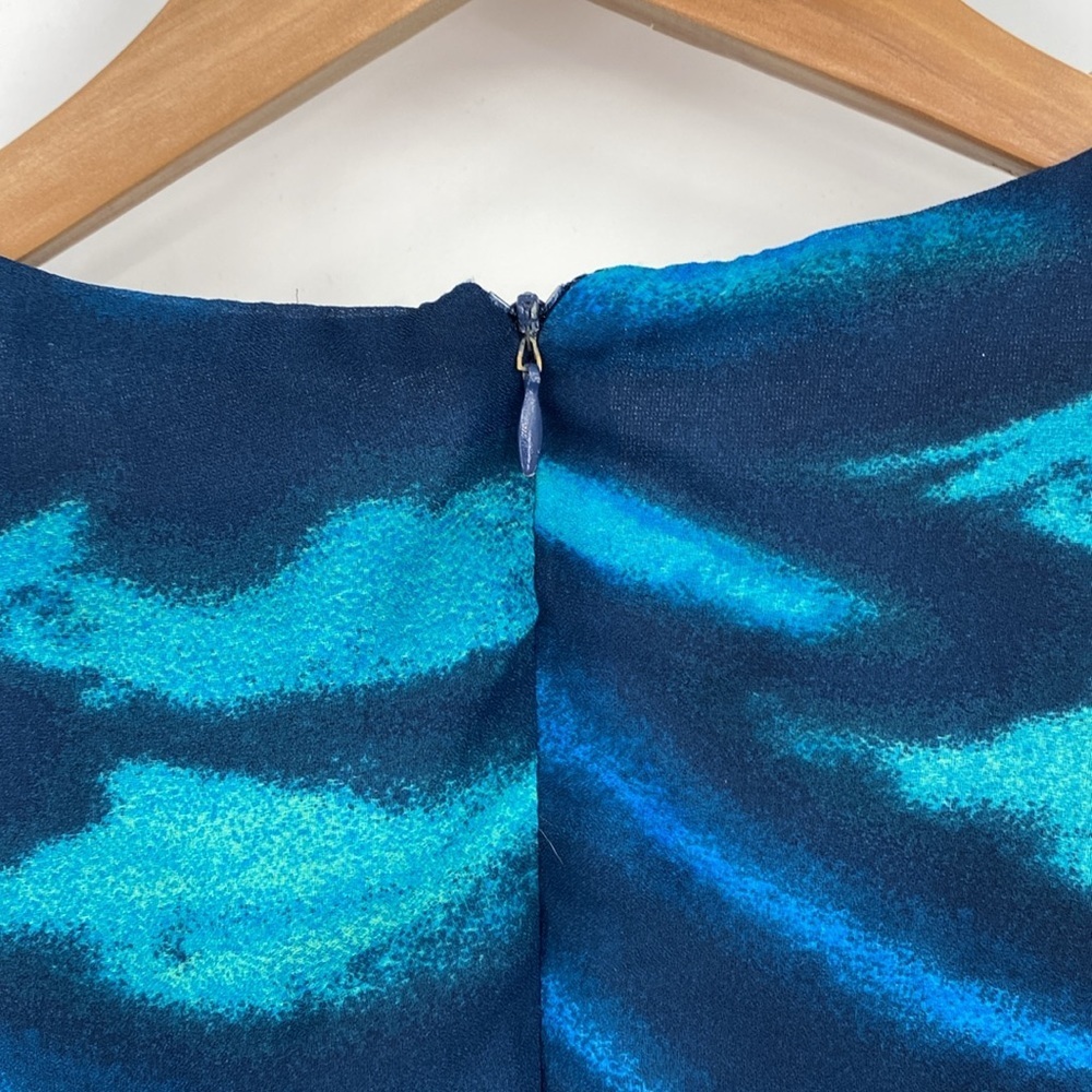 Vintage Mary McFadden‎ Dress Womens 14 Maxi Blue Green Abstract Swirl Sleeveless - Picture 8 of 13